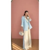 KADIN GARNİLİ BLAZER TAKIM BKREM PANTOLON PALAZZO CEKET