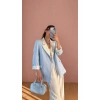 KADIN GARNİLİ BLAZER TAKIM BKREM PANTOLON PALAZZO CEKET