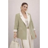 KADIN GARNİLİ BLAZER TAKIM BKREM PANTOLON PALAZZO CEKET