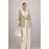 KADIN GARNİLİ BLAZER TAKIM BKREM PANTOLON PALAZZO CEKET
