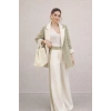KADIN GARNİLİ BLAZER TAKIM BKREM PANTOLON PALAZZO CEKET