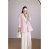 KADIN GARNİLİ BLAZER TAKIM BKREM PANTOLON PALAZZO CEKET