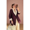 KADIN GARNİLİ BLAZER TAKIM BKREM PANTOLON PALAZZO CEKET