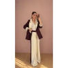 KADIN GARNİLİ BLAZER TAKIM BKREM PANTOLON PALAZZO CEKET
