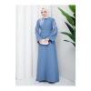 TAŞLİ ABAYA TESETTÜR GIYIM KADIN FERACE ELBISE MAVİ