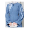 TAŞLİ ABAYA TESETTÜR GIYIM KADIN FERACE ELBISE MAVİ