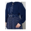 PUANTİYE DESENLİ FULAR DETAYLI DESENLI ŞİFON ETEKLI TESETTÜR TAKIM KEMERLİ