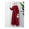 İNCİ DETAYLI ZARİF PİLİSELİ ETEKLI TESETTÜR TAKIM