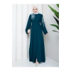 TAŞLİ ABAYA TESETTÜR GIYIM KADIN FERACE ELBISE ZÜMRÜT