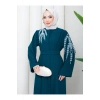 TAŞLİ ABAYA TESETTÜR GIYIM KADIN FERACE ELBISE ZÜMRÜT