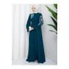 TAŞLİ ABAYA TESETTÜR GIYIM KADIN FERACE ELBISE ZÜMRÜT
