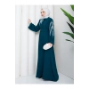 TAŞLİ ABAYA TESETTÜR GIYIM KADIN FERACE ELBISE ZÜMRÜT