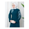 TAŞLİ ABAYA TESETTÜR GIYIM KADIN FERACE ELBISE ZÜMRÜT
