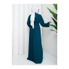 TAŞLİ ABAYA TESETTÜR GIYIM KADIN FERACE ELBISE ZÜMRÜT