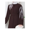 TAŞLİ ABAYA TESETTÜR GIYIM KADIN FERACE ELBISE KAHVE