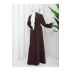 TAŞLİ ABAYA TESETTÜR GIYIM KADIN FERACE ELBISE KAHVE