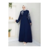 TAŞLİ ABAYA TESETTÜR GIYIM KADIN FERACE ELBISE LACIVERT