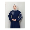 TAŞLİ ABAYA TESETTÜR GIYIM KADIN FERACE ELBISE LACIVERT