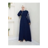 TAŞLİ ABAYA TESETTÜR GIYIM KADIN FERACE ELBISE LACIVERT