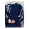 TAŞLİ ABAYA TESETTÜR GIYIM KADIN FERACE ELBISE LACIVERT
