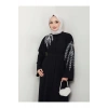 TAŞLİ ABAYA TESETTÜR GIYIM KADIN FERACE ELBISE SİYAH