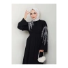 TAŞLİ ABAYA TESETTÜR GIYIM KADIN FERACE ELBISE SİYAH