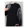 TAŞLİ ABAYA TESETTÜR GIYIM KADIN FERACE ELBISE SİYAH