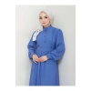 KADIN TESETTÜR DANTELLİ ŞERİT ELBİSE MAVİ