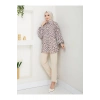 LEOPAR DESENLİ JESİCA GÖMLEK STANDERT BEDEN UZUN KOL 2508 KAHVE