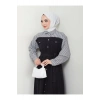 ÇİZİKLİ KOLLARI GÖMLEK DETAYLI KOT ELBİSE TESETTÜR 775 SİYAH