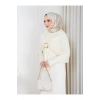 KADIN PELERİN DETAYLI PİLİSELİ BROŞ DETAYLI UZUN TRİKO İKİLİ ELBESİ