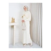 KADIN PELERİN DETAYLI PİLİSELİ BROŞ DETAYLI UZUN TRİKO İKİLİ ELBESİ