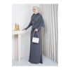 KADIN PELERİN DETAYLI PİLİSELİ BROŞ DETAYLI UZUN TRİKO İKİLİ ELBESİ