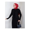 KADIN PELERİN SİMLİ DETAYLI UZUN TRİKO ELBİSE