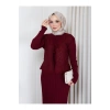 KADIN PELERİN SİMLİ DETAYLI UZUN TRİKO ELBİSE