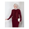 KADIN PELERİN SİMLİ DETAYLI UZUN TRİKO ELBİSE