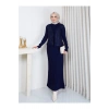 KADIN PELERİN SİMLİ DETAYLI UZUN TRİKO ELBİSE