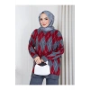 KADIN KARE DESENLİ OVERSİZE TRİKO TESETTÜR TAKIM