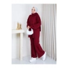 KADIN ATKILI SAÇ ÖRGÜLÜ PANTOLONLU TRİKO TAKIM