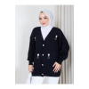 KADIN İNCİ DETAYLI TRİKO HIRKA
