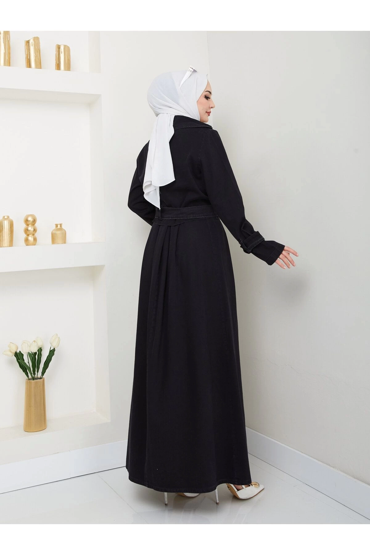ETEKLİ CEKETLİ SİYAH KOT TESETTÜR TAKIM