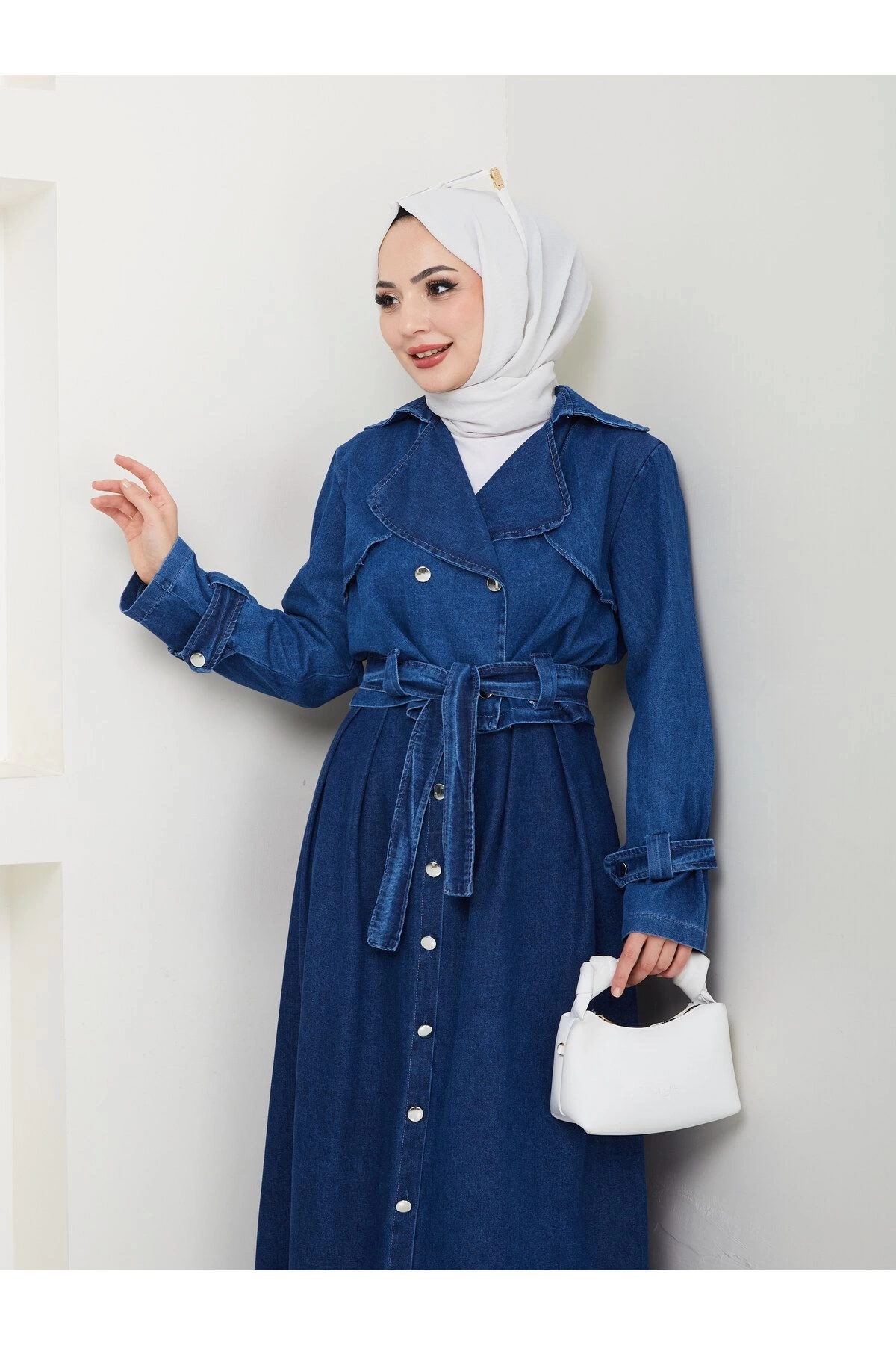 ETEKLİ CEKETLİ KOYU KOT TESETTÜR TAKIM