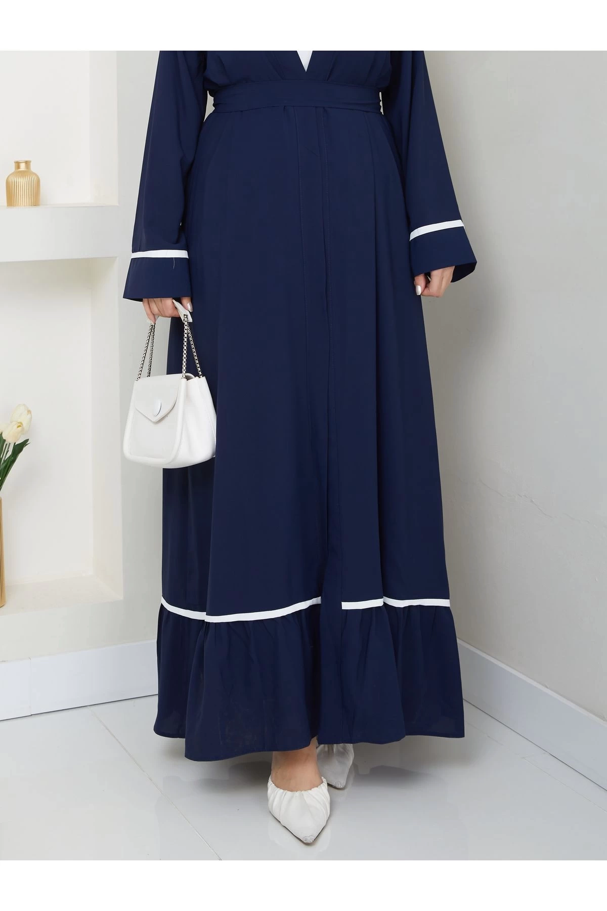 Kadin Tesettür Elbi̇se İki̇li̇ Abaya Takim Laci̇vert