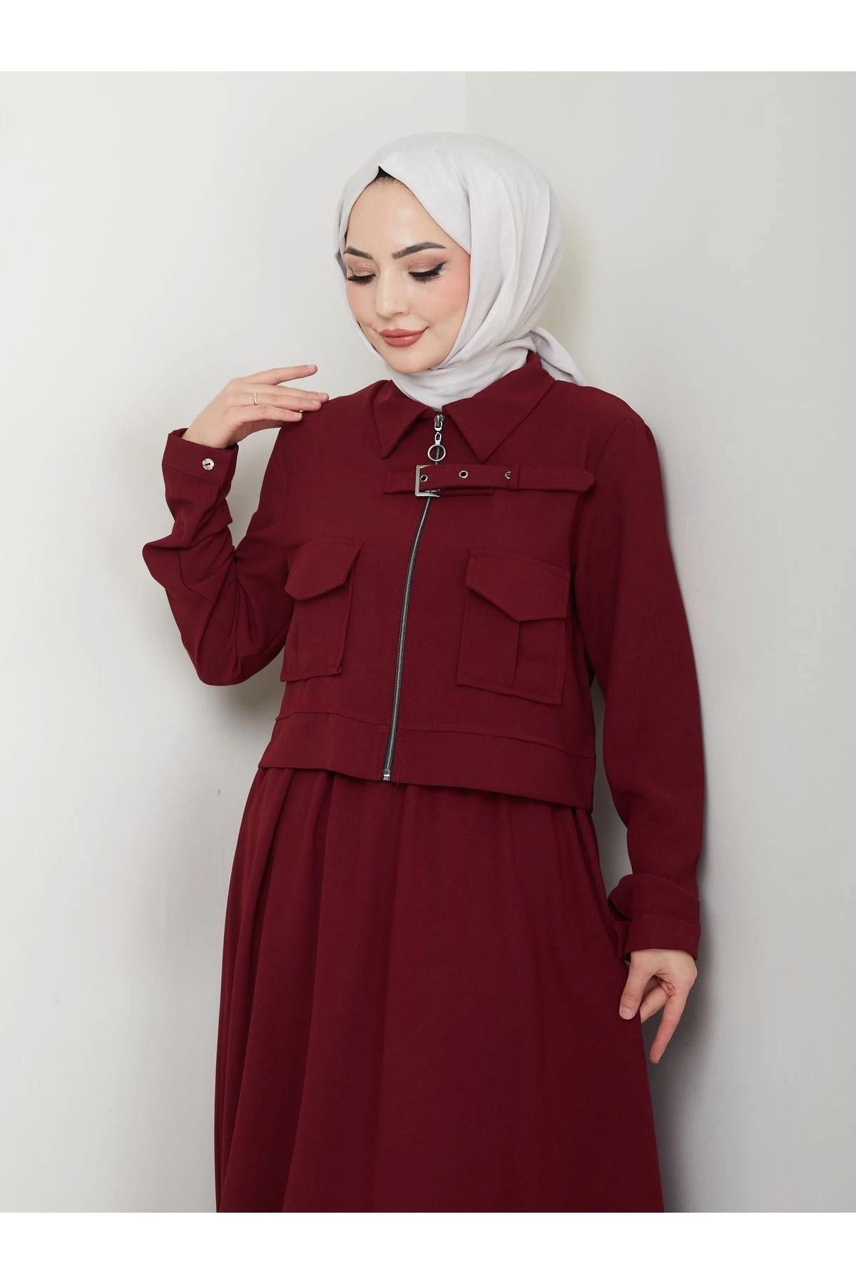 ETEKLI CEPLE FERMELI CEKETLI TESETTÜR TAKIM BORDO 765