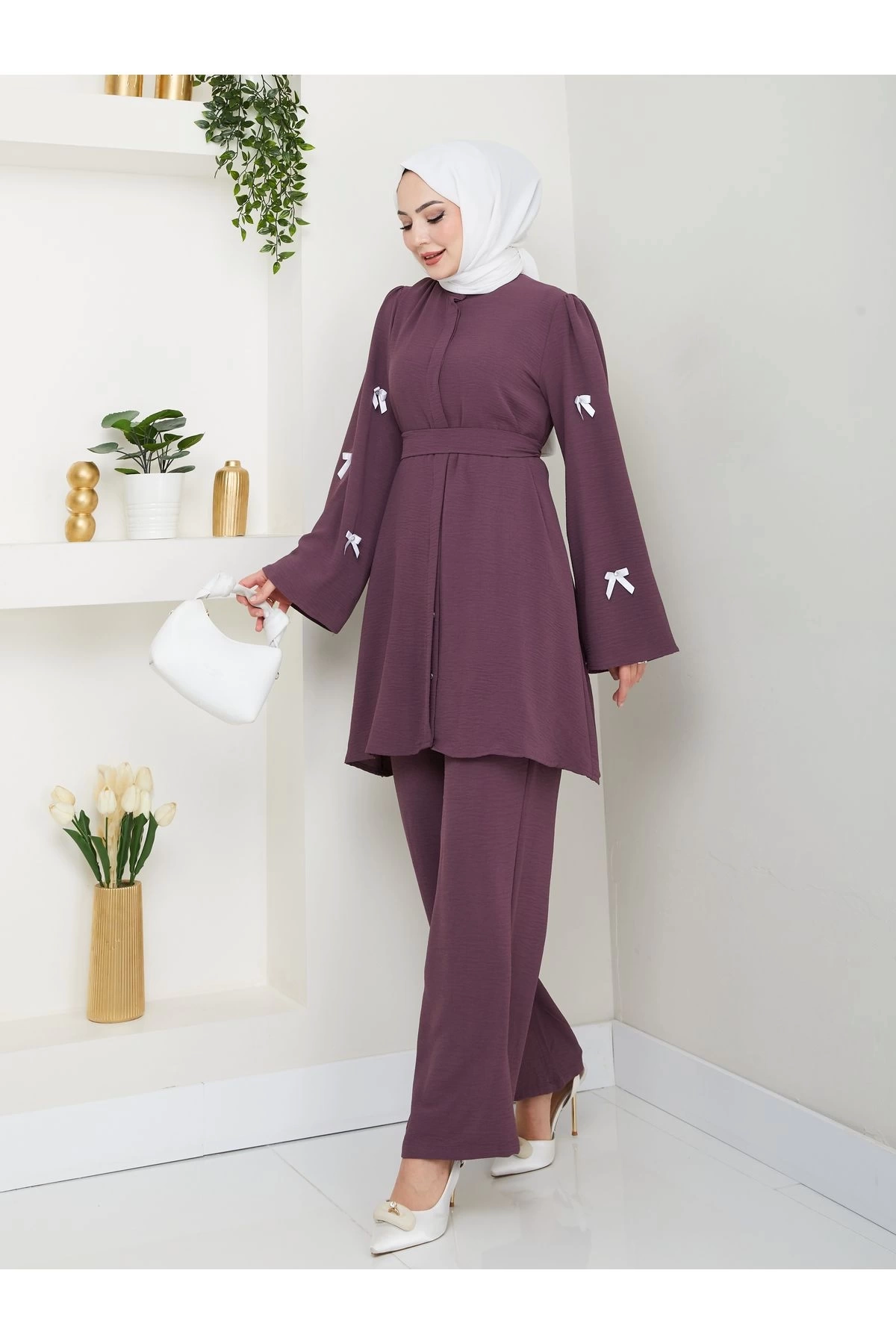KOLDA MOSSE FİYONK DETAY AYROBİN TESETTÜR TAKIM MÜRDÜM 8541