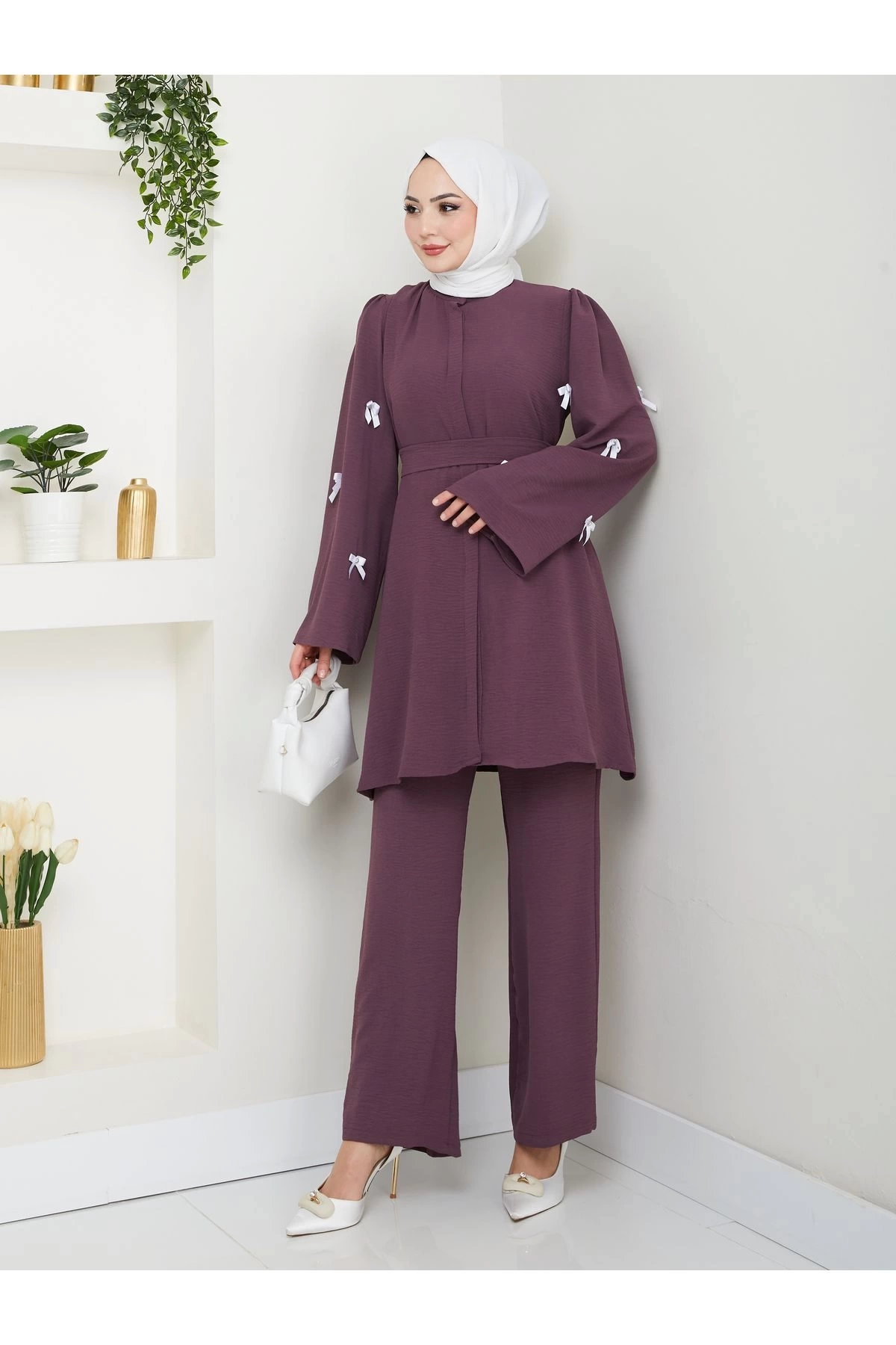 KOLDA MOSSE FİYONK DETAY AYROBİN TESETTÜR TAKIM MÜRDÜM 8541