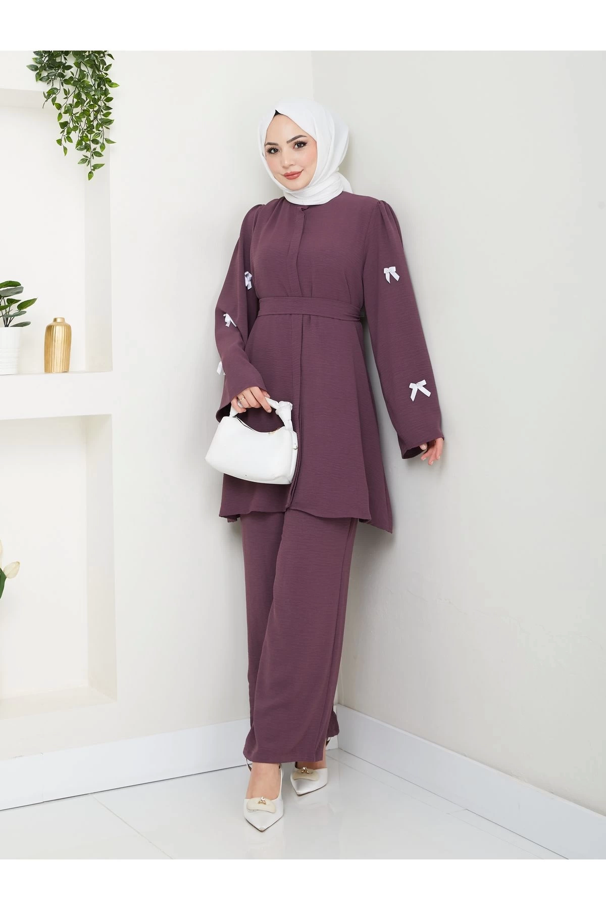 KOLDA MOSSE FİYONK DETAY AYROBİN TESETTÜR TAKIM MÜRDÜM 8541