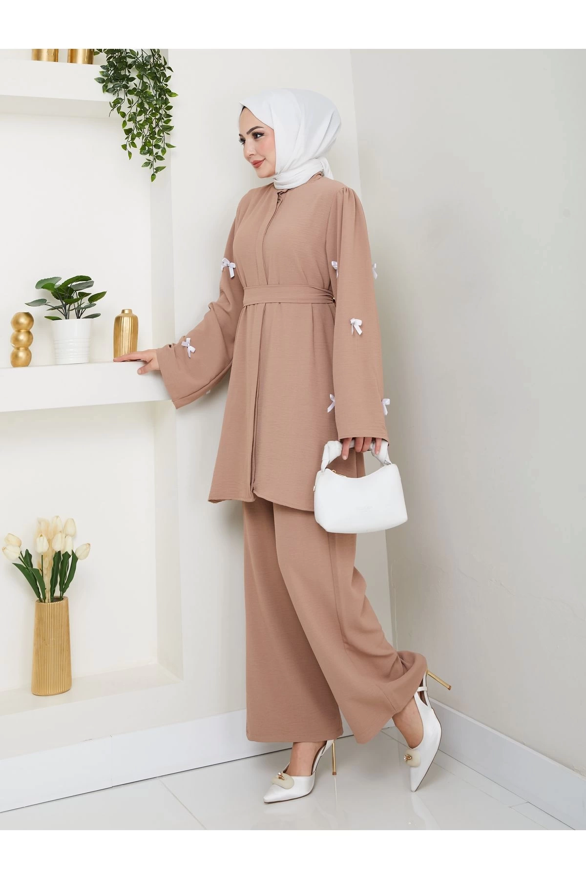 KOLDA MOSSE FİYONK DETAY AYROBİN TESETTÜR TAKIM VİZON 8541
