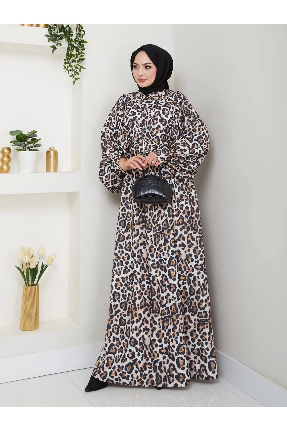LEOPAR DESENLİ ELBİSE KAPLMA KEMER 2002