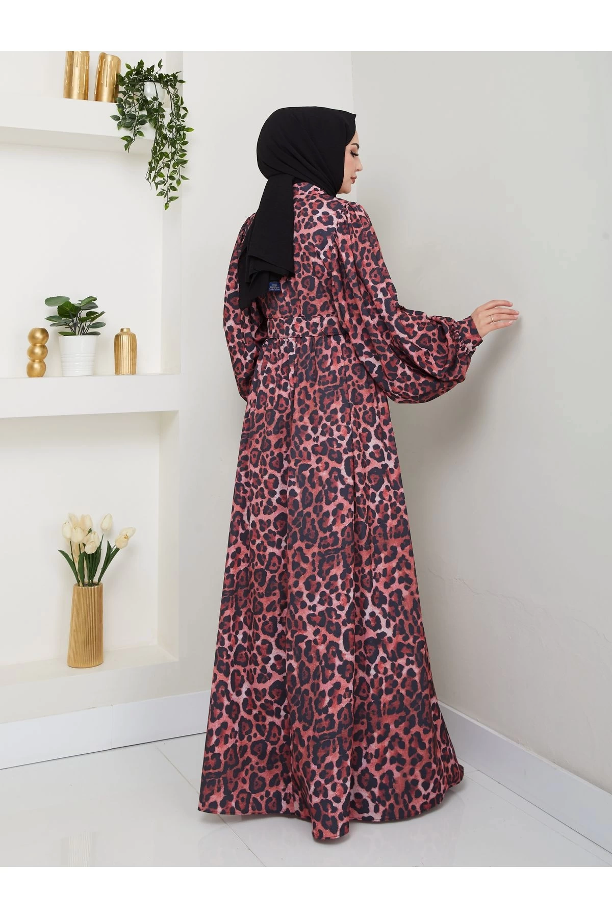 LEOPAR DESENLİ ELBİSE KAPLMA KEMER 2002